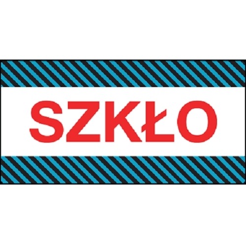 Etykiety UWAGA SZKŁO - NIEBIESKIE PASKI 100szt