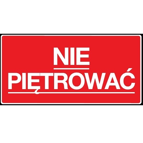 Czerwono-biała etykieta ostrzegawczo-informująca o znajdujących się w paczce delikatnych przedmiotach, które nie mogą by piętrowane podczas transportu