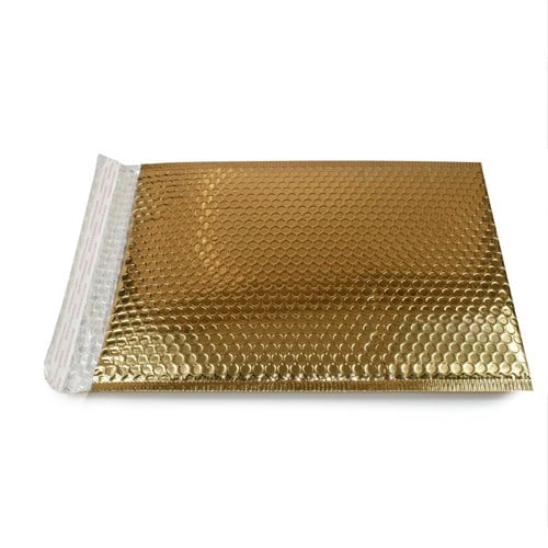 Złota, metaliczna koperta bąbelkowa