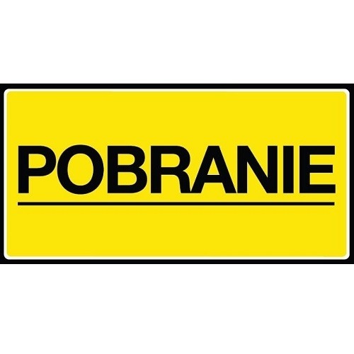 Etykieta samoprzylepna, błyszcząca z napisem informującym " Pobranie "