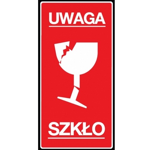 Naklejka UWAGA SZKŁO / KIELISZEK - 100 sztuk