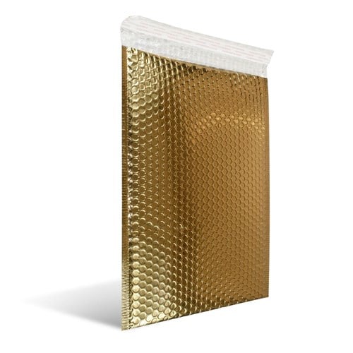 Złota, metaliczna koperta bąbelkowa
