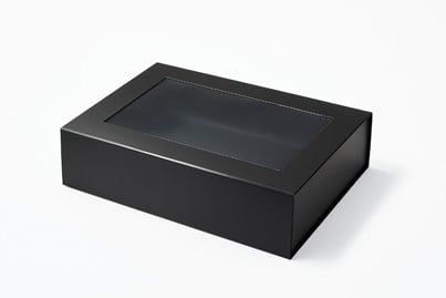 Pudełko Magnetyczne Czarne z okienkiem 200x150x55mm(zew) B6 Prezentowe