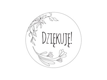 Naklejki okrągłe Białe Fi35mm Dziękuję - 200szt