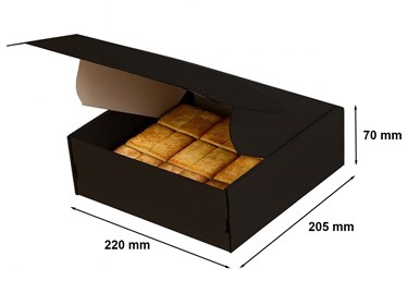 Karton wykrojnikowy fasonowy 220x205x70 mm czarny – Neopak