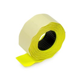 Żółte metki cenowe do metkownic dwurzędowych 26 x 16 mm z falą, rolka 700 szt.