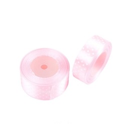 Wstążka satynowa kropki 38mm różowa 22m WSK6037