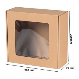 Pudełko fasonowe z okienkiem EKO brązowe 200x200x75mm