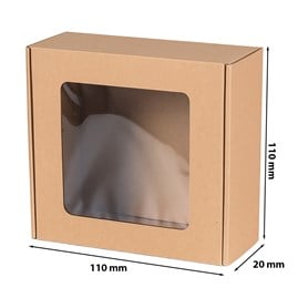Pudełko z okienkiem EKO brąz 110x110x20mm Fala E