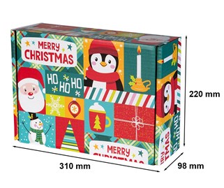 Pudełko świąteczne z nadrukiem 310x220x98mm Pingwin F427