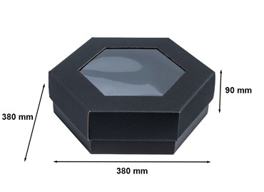 Pudełko karbowane czarne 380x380x90mm z oknem