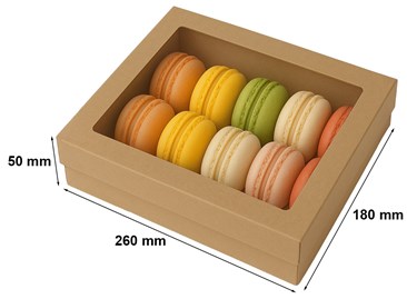 Pudełko ozdobne płaskie kraft 260x180x50mm z oknem