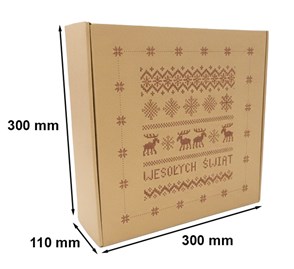 karton świąteczny renifery, pudełko prezentowe kraft, karton Wesołych Świąt, karton fasonowy święta, opakowanie ozdobne święta