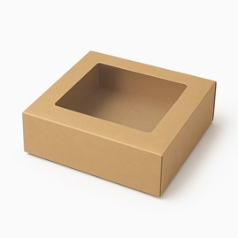 Pudełko Magnetyczne Kraft z Okienkiem 180x180x70mm (zew.)