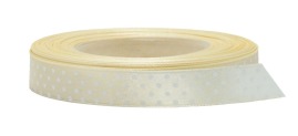 Wstążka satynowa kropki 12mm kremowa 22m WSK6004