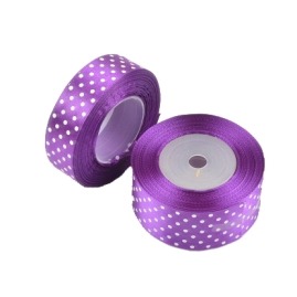 Wstążka satynowa kropki 25mm fioletowa 22m WSK6123