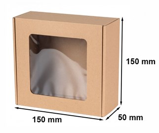 Karton z okienkiem EKO brązowy 150x150x50mm Fala E ozdobny