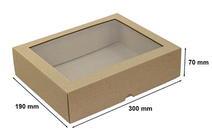Pudełko karbowane wieczkowe 300x190x70mm z oknem