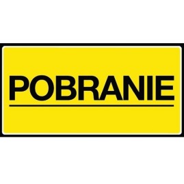 Etykieta samoprzylepna, błyszcząca z napisem informującym " Pobranie "