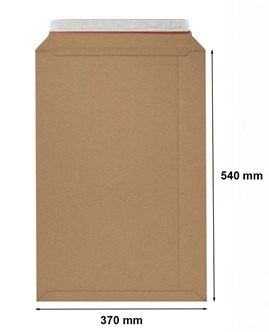 Brązowa koperta kartonowa B3 370x540mm z paskiem i zrywką