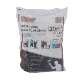 Gruba, przeźroczysta, super mocna folia malarska w formie plandeki do zabezpieczenia wyposażenia domowego w trakcie remontu i prac budowlanych.