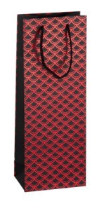 Czarno/czerwona torebka na wino z uchwytem