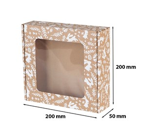 Pudełko z okienkiem WIELKANOC świąteczne prezentowe 200x200x50mm F427
