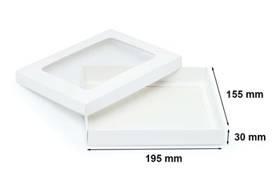 Pudełko ozdobne płaskie białe 195x155x30mm z oknem