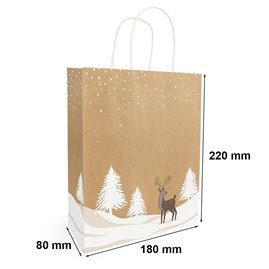 Świąteczna torebka papierowa TINO 180x80x220 mm z uchwytem skręcanym – mała i elegancka