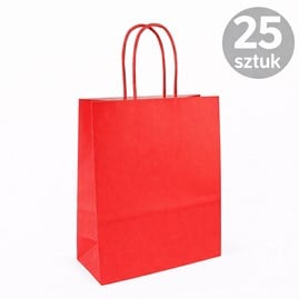 Torba papierowa czerwona 180×80×225 mm kraft 25 sztuk