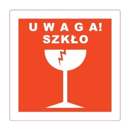 Etykiety ostrzegawcze Uwaga Szkło