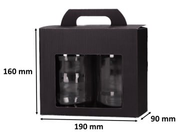 Czarne pudełko 2 słoiki z okienkiem 190x90x160 karbowane