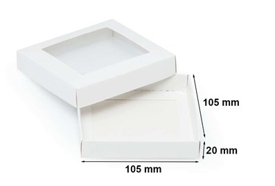 Pudełko ozdobne płaskie białe 105x105x20mm z oknem