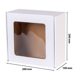 Białe pudełko z okienkiem ozdobne 200x200x100mm EKO
