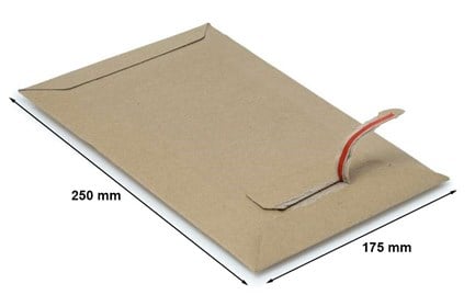 Koperta tekturowa B5 175x250 mm brązowa 450 g z paskiem samoprzylepnym
