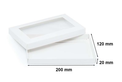 Pudełko ozdobne białe 200x120x20mm z oknem