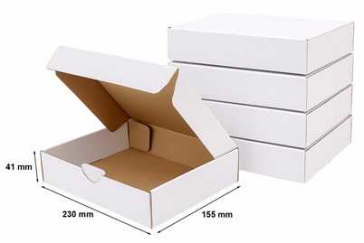 Pakiet - Karton wykr. 230x155x41mm Biały - 100szt
