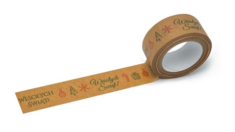 Taśma Świąteczna Papierowa WŚ-Zielony 48mm/50m