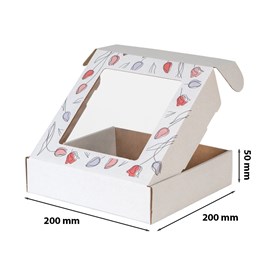 Pudełko ozdobne EKO białe tulipany 200x200x50mm