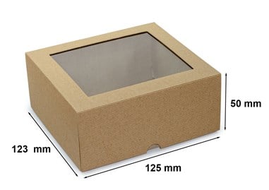 Pudełko karbowane wieczkowe 125x123x50mm z oknem