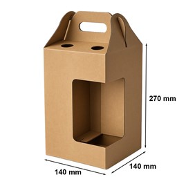 Karton wykrojnikowy z oknem i uchwytem 140x140x270mm na 4 piwa F217