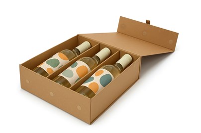 pudełko magnetyczne kraftowe na 2 lub 3 butelki