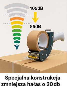 Cichy Dyspenser taśmy pakowej SZWED SNC-289 z osłoną ostrza i technologią LowNoise