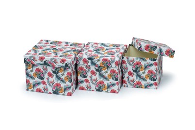 Zestaw pudełek KWADRAT KWIATY DŻUNGLA (3 szt)