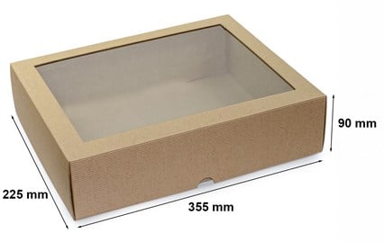 Pudełko karbowane wieczkowe 355x225x90mm z oknem