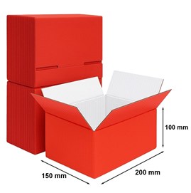 Pakiet 100 czerwonych kartonów klapowych 200x150x100 mm – trwałe opakowania wysyłkowe dla firm