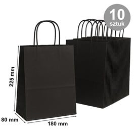 Pakiet - Torba papierowa na prezent 180x80x225 / czarna 10 szt