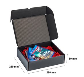 Kartonik czarny 290x230x80 F427 pudełko fasonowe ozdobne