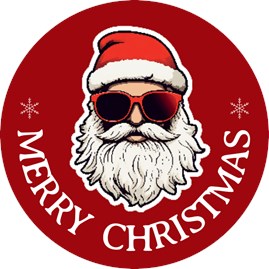 Naklejki na święta okrągłe Czerwone Fi30mm Mikołaj, 200szt