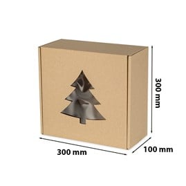 Pudełko świąteczne z oknem 300x300x100mm EKO CHOINKA F427